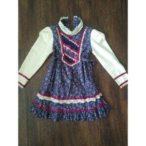 Gunne Sax Vintage Floral Lace Prairie Cottage Modest Granny Cottage Dress Sz 4